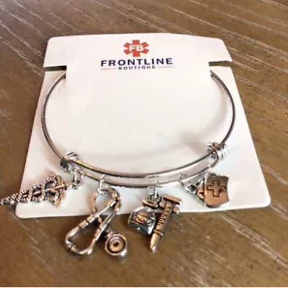 Frontline Boutique Hero’s Nurse Doctor Healthcare Bangle Charm Bracelet - Picture 6 of 6